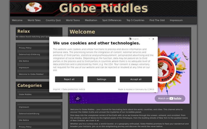 Screenshot of globeriddles.com