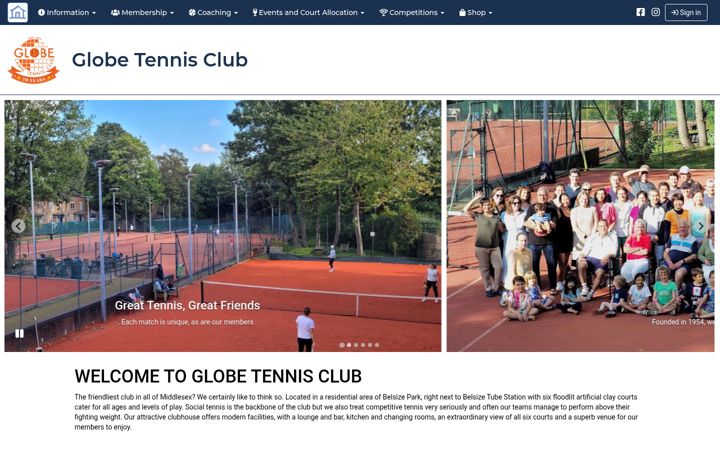 Screenshot of globetennisclub.com