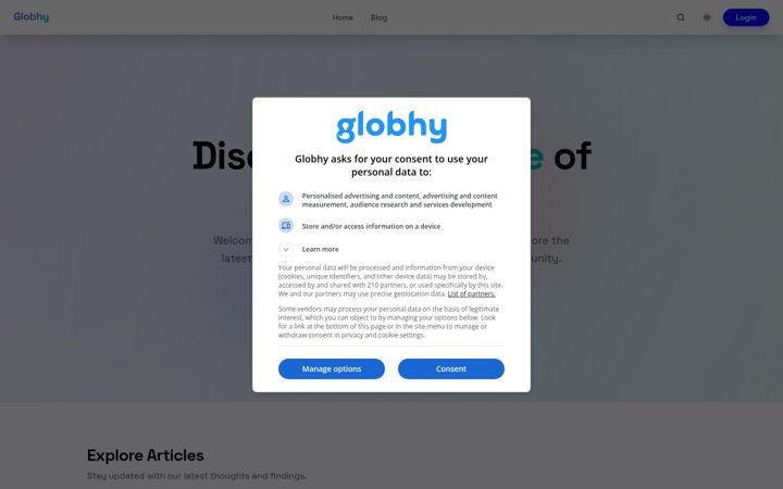 Ekrano kopija globhy.com
