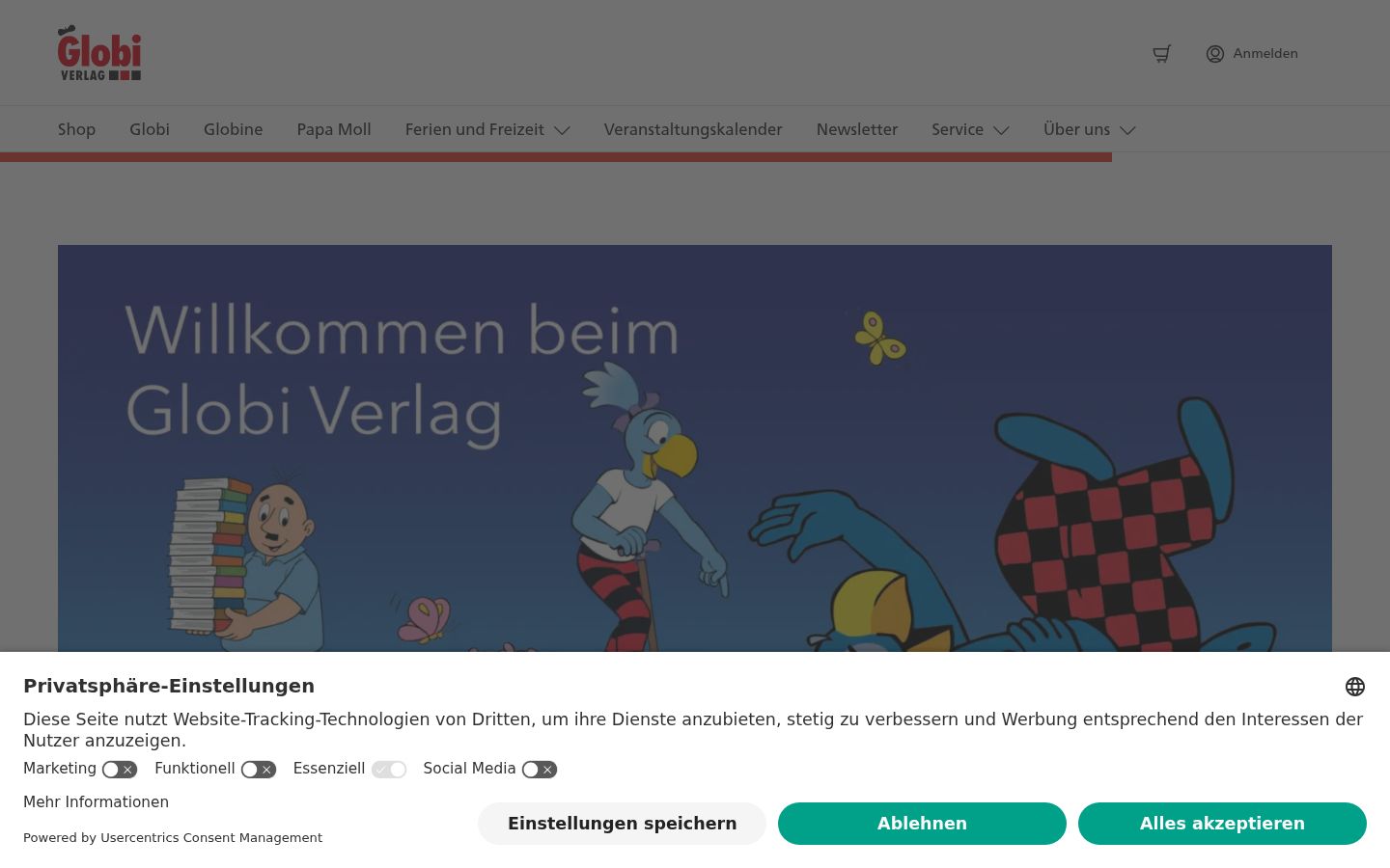 Screenshot del banner di consenso mostrato prima di qualsiasi interazione