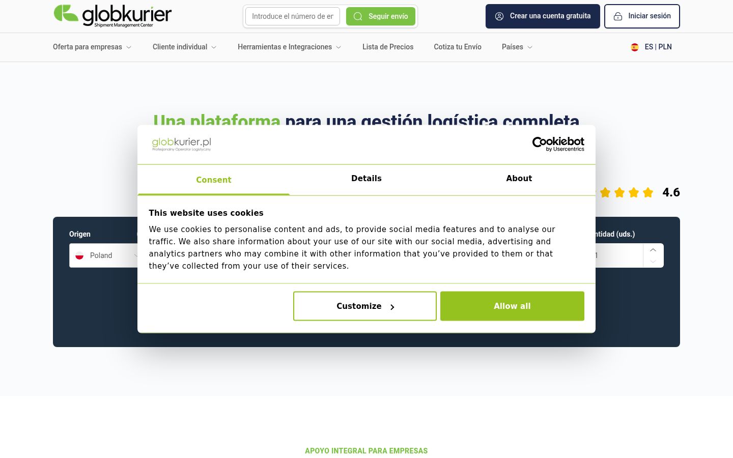 Screenshot del banner di consenso mostrato prima di qualsiasi interazione