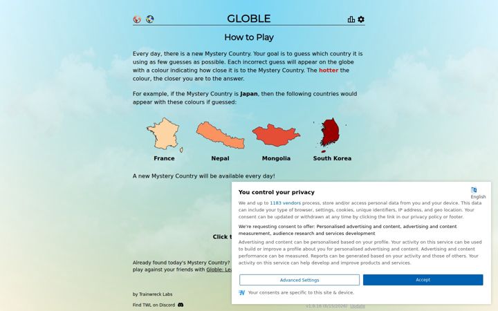 Screenshot of globle-game.com