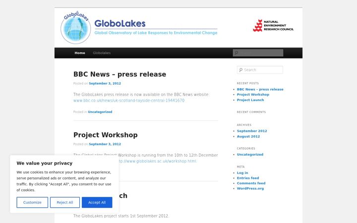 Screenshot of globolakesblog.stir.ac.uk