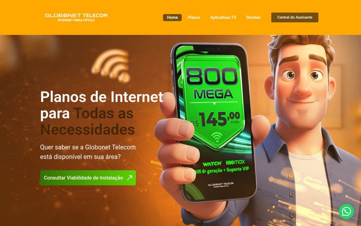 Screenshot of globonettelecom.com.br