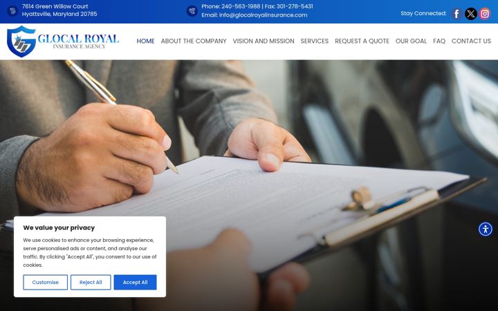 Screenshot of glocalroyalinsurance.com