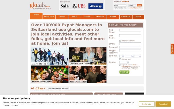 Screenshot of glocals.com