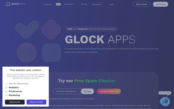 Snímek obrazovky glockapps.com