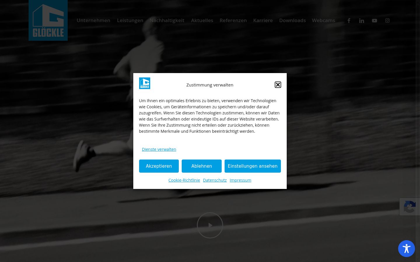 Screenshot des Einwilligungsbanners vor jeglicher Interaktion