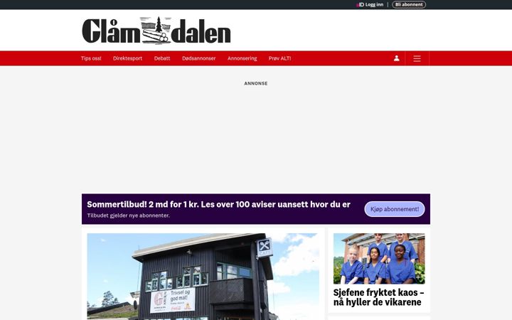 Screenshot of glomdalen.no