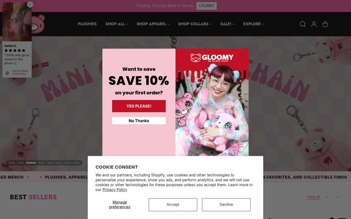 Screenshot of gloomybearstore.com