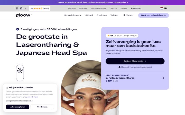 Screenshot of gloow.nl