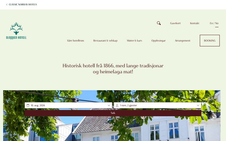 Screenshot of gloppenhotell.no