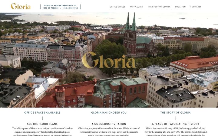 Screenshot of gloria-toimitilat.fi