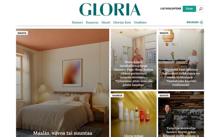 Screenshot of gloria.fi