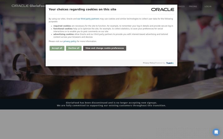 Screenshot of gloriafood.com
