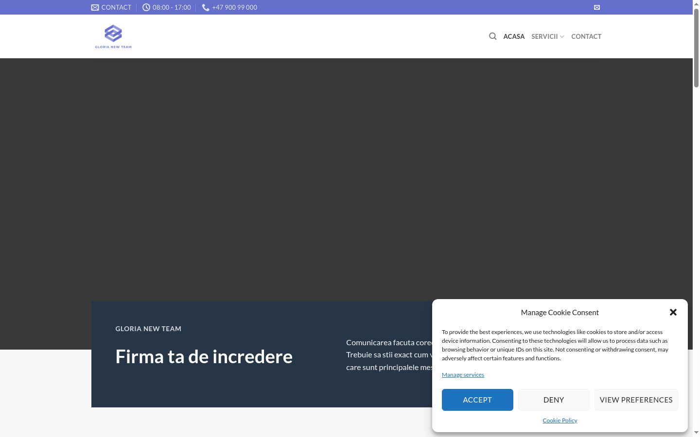 Capture d'écran de la bannière de consentement affichée avant toute interaction