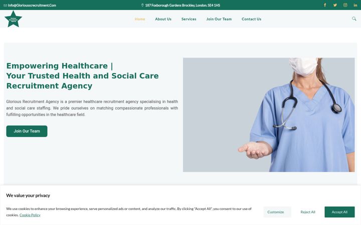 Screenshot of gloriousscrecruitment.com