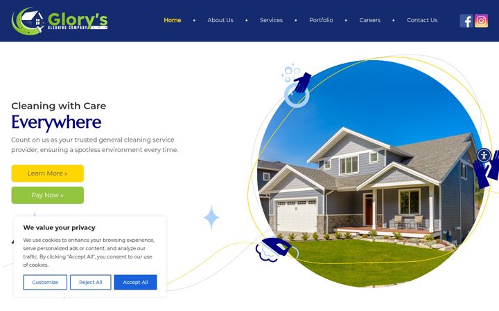 Screenshot of gloryscleaning.com