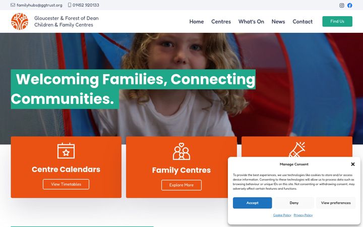 Screenshot of glosfamilycentres.org.uk