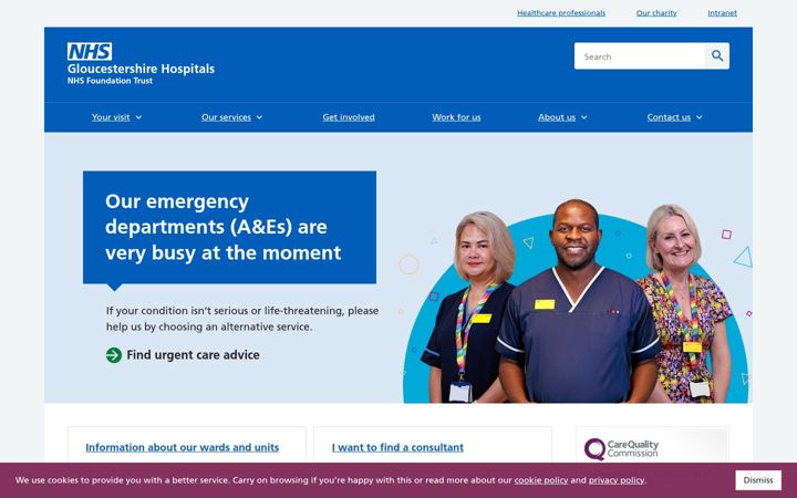 Screenshot of gloshospitals.nhs.uk