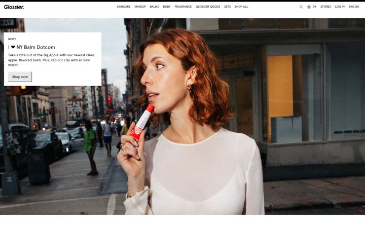 Posnetek zaslona glossier.com