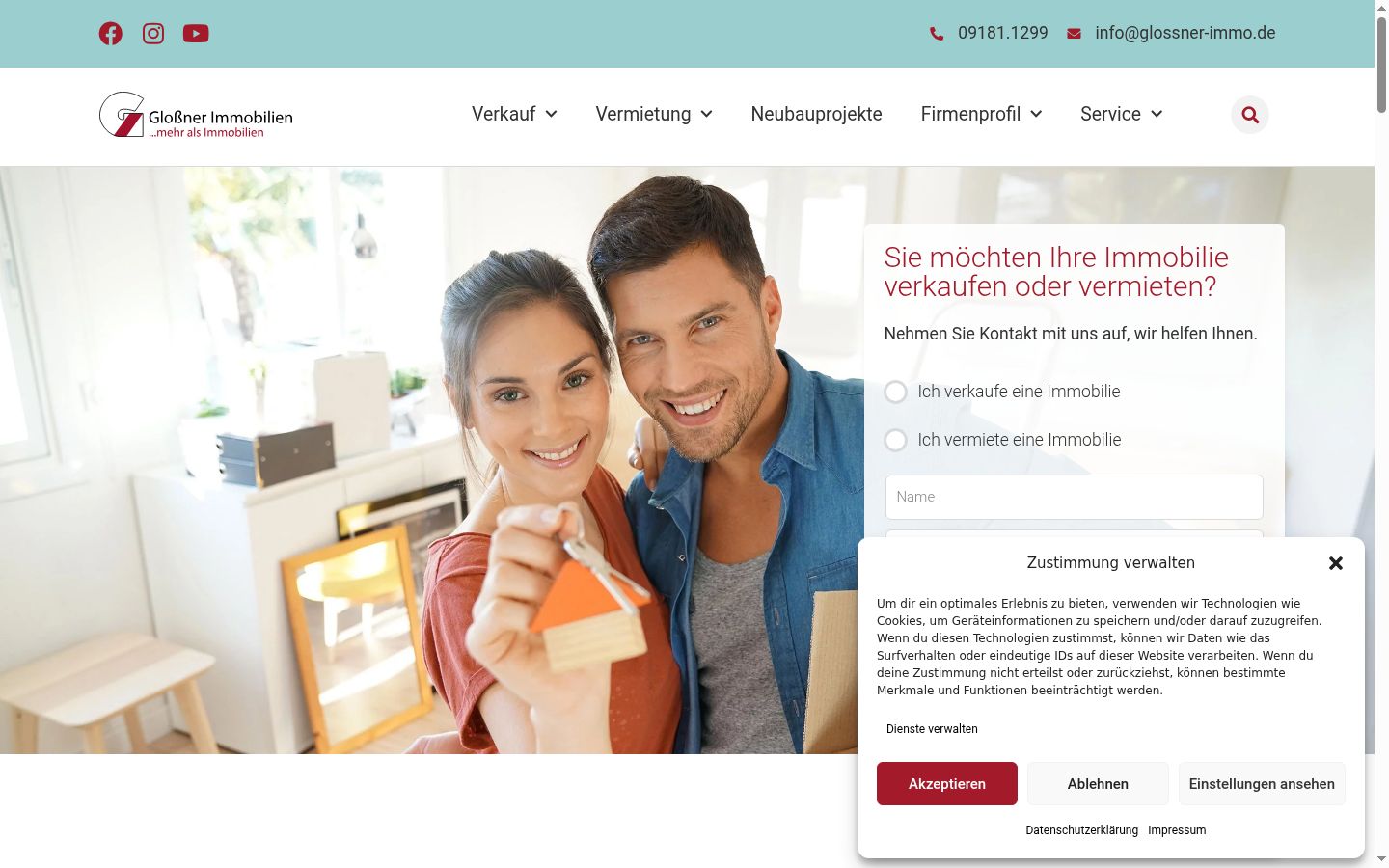 Screenshot des Einwilligungsbanners vor jeglicher Interaktion