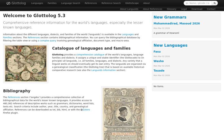 Screenshot of glottolog.org