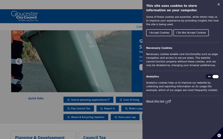 Screenshot of gloucester.gov.uk