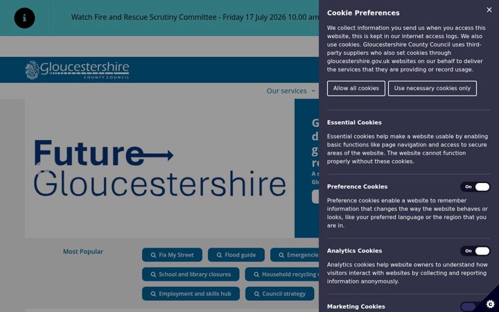 Screenshot of gloucestershire.gov.uk
