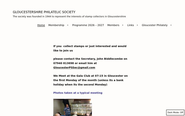 Screenshot of gloucestershirephilatelicsociety.org.uk