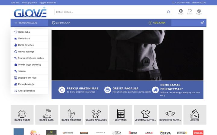 Screenshot of glove.lt