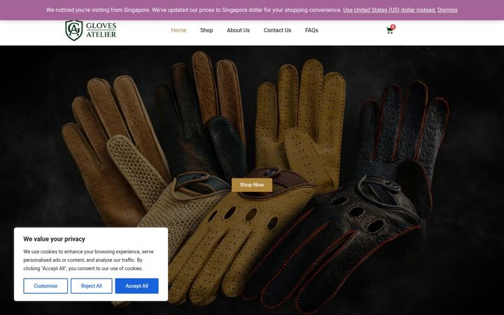 Screenshot of glovesatelier.com