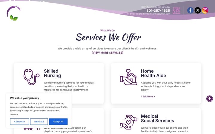 Screenshot of gloveshealthcareservices.com