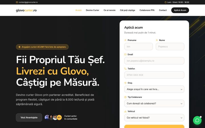 Screenshot of glovocurier.ro