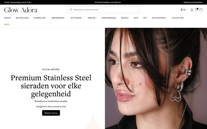 Skärmbild av glowadora.nl