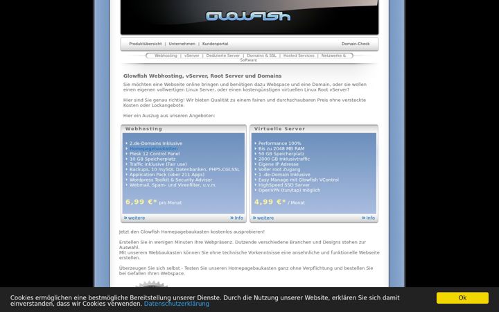 Screenshot of glowfish.de