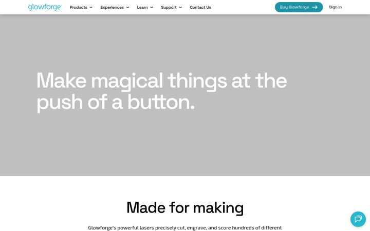 Screenshot of glowforge.com