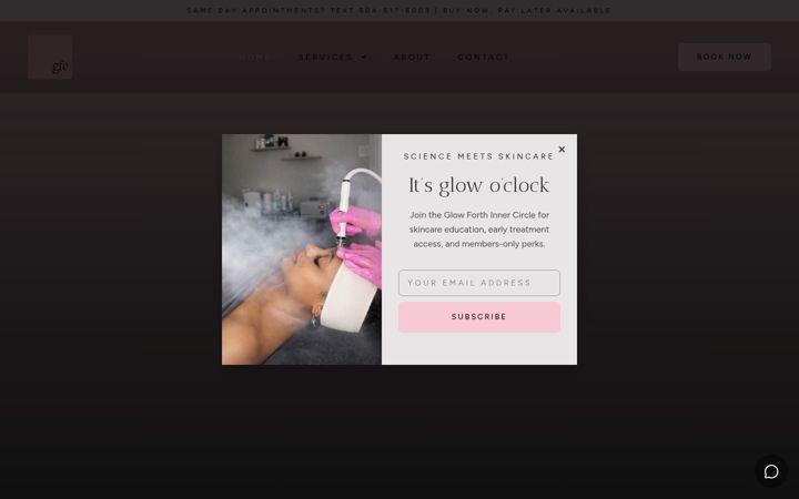 Screenshot of glowforthspa.com