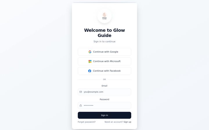 Screenshot of glowguide101.com