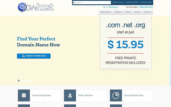 Skärmbild av glowhost.com