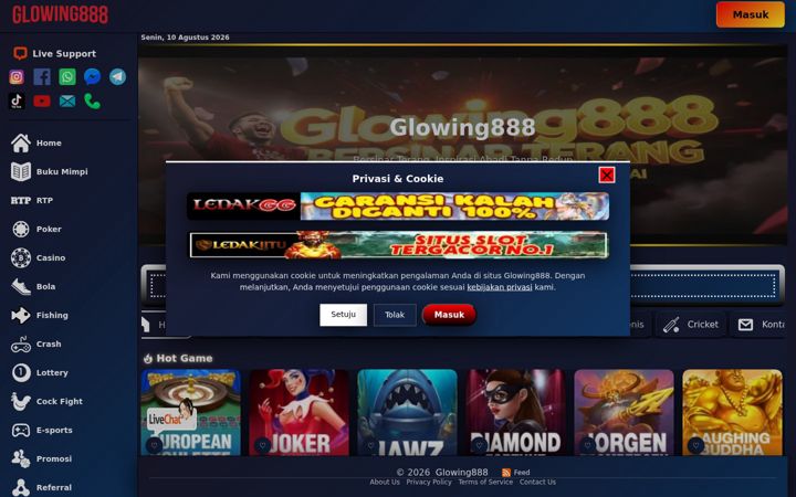 Screenshot of glowing888.org