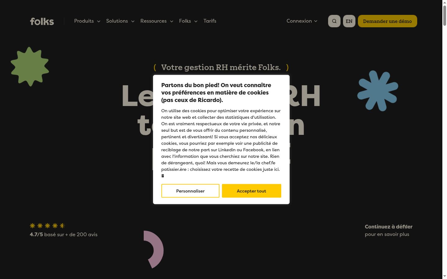 Captura de ecrã do banner de consentimento apresentado antes de qualquer interação