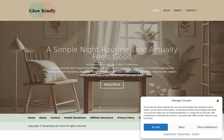 Screenshot of glowkindly.com