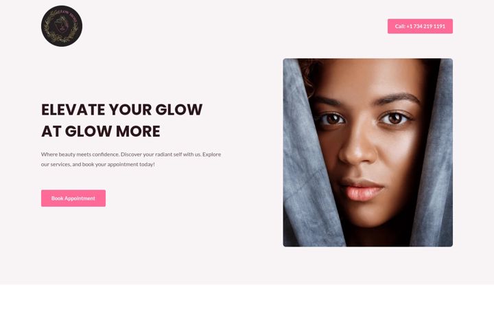 Screenshot of glowmoresalon.com