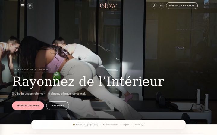 Screenshot of glowpilates.ch