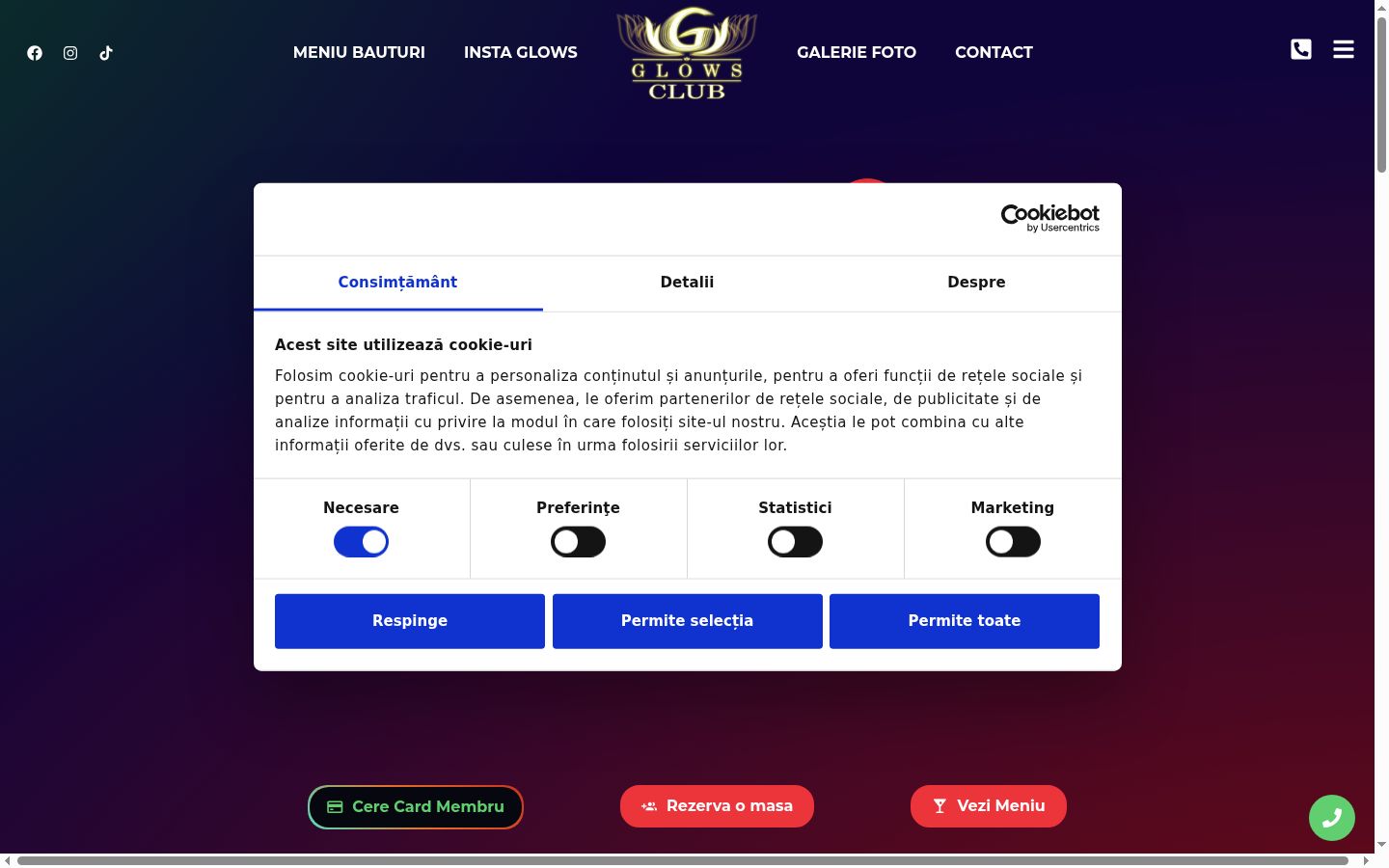 Screenshot του banner συγκατάθεσης που εμφανίστηκε πριν από οποιαδήποτε αλληλεπίδραση