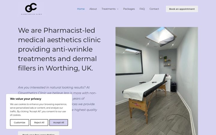 Screenshot of glowstheticsclinic.com
