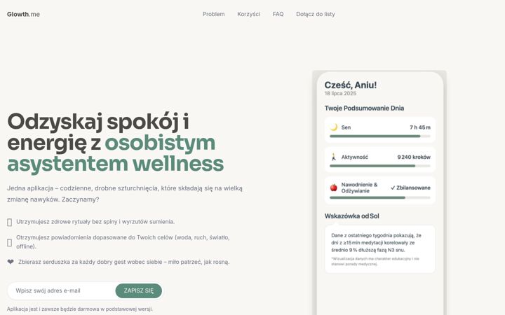 Screenshot of glowth.me