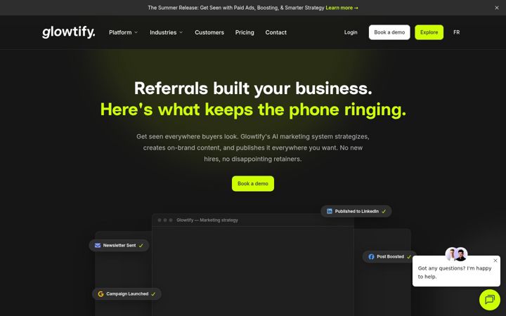 Screenshot of glowtify.com