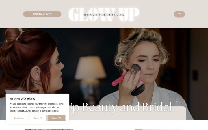 Screenshot of glowupbeautyandbridal.co.uk